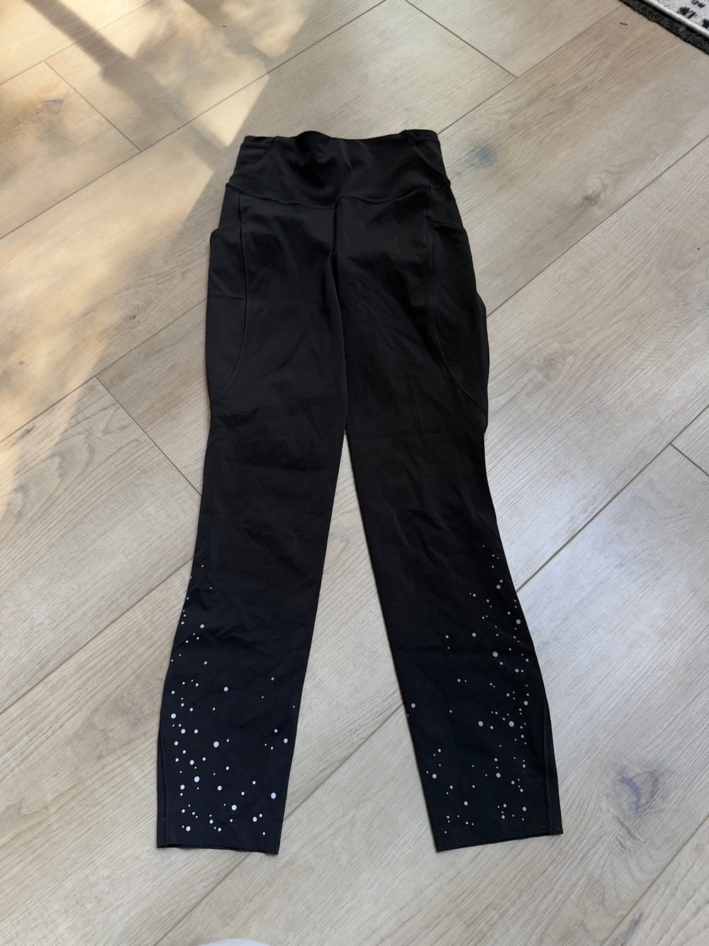 lululemon athletica Black Leggings with Silver Speckle Hem